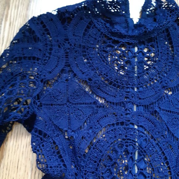 Windsor navy crochet top fit and flare dress - Picture 3 of 4